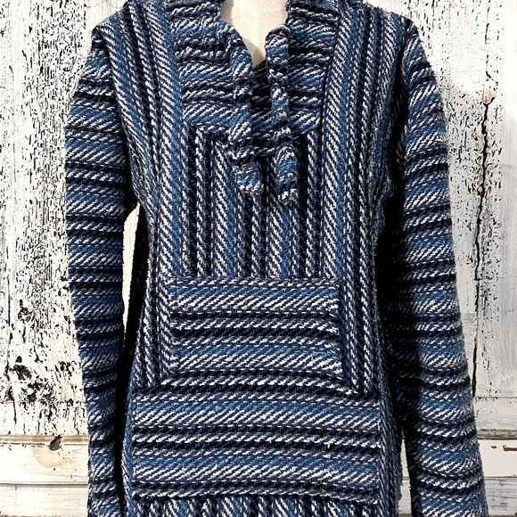 El Paso Saddleblanket Baja Pullover Hoodie Hippie Surfer Poncho Adult Size Small - Picture 2 of 6